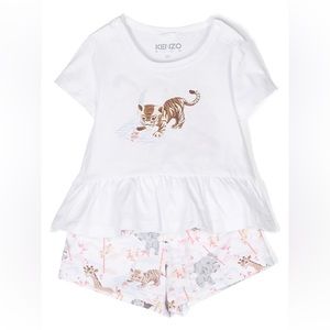 Kenzo Kids safari-print cotton shirt shorts set